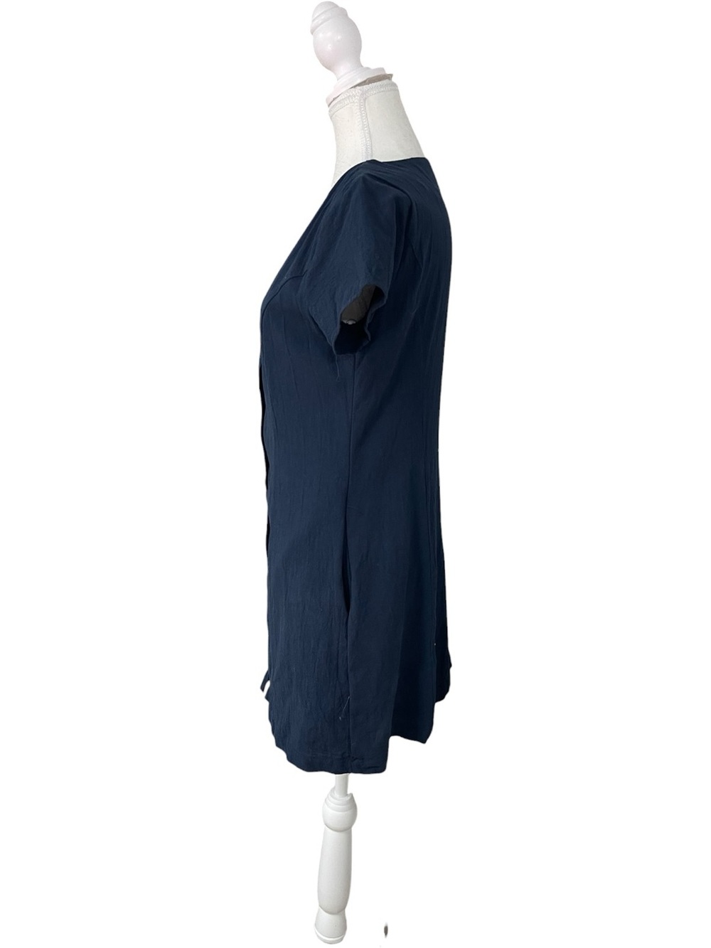 Lulus Everyday Sweetness Button Front Mini Dress With Pockets Navy Blue - Picture 4 of 16
